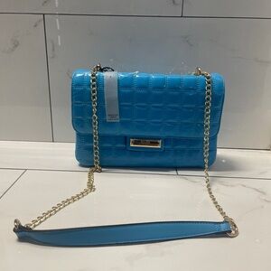 River Island Blue Patent Quilted Shoulder Bag